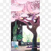 梦幻卡通植物H5背景