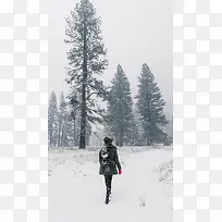 简约冬季雪景App手机端H5背景