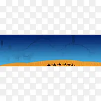 一带一路渐变蓝色沙漠骆驼海报背景