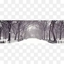 冬季街道服饰雪景背景banner