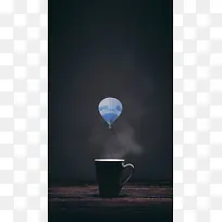 杯子上的热气球H5背景