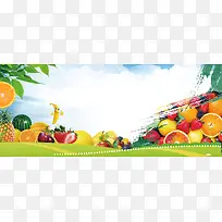 水果大派送简约蓝天banner
