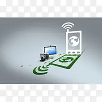 手绘无线WiFi电脑印刷背景
