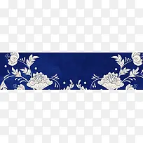 蓝色花卉banner背景