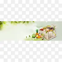 淘宝绿色水果banner背景