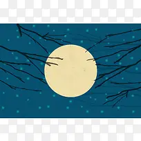 手绘卡通唯美月球夜晚星空夜空背景素材
