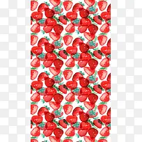 红色草莓卡通H5背景