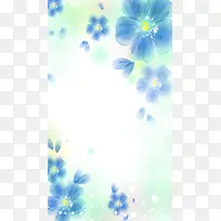 蓝色花朵水彩H5背景