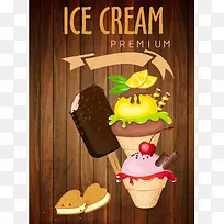 彩色冰淇淋菜单宣传背景模板