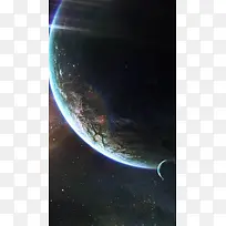 地球月球星空宇宙科幻H5背景图
