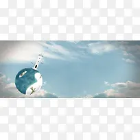 蓝天白云地球商务海报