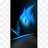 渐变唯美蓝色科幻光效背景图