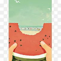 夏日西瓜卡通海报