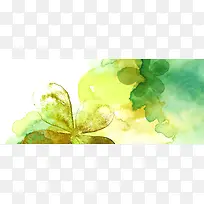 绿色水彩花朵墨迹背景