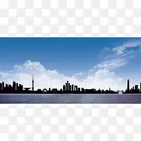 金融建筑商务蓝色海报