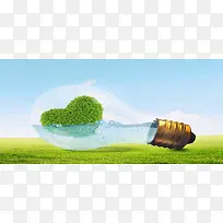 绿色节能环保灯炮海报背景