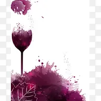 紫色水墨酒杯海报背景素材
