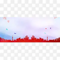 扁平建筑几何红色背景素材