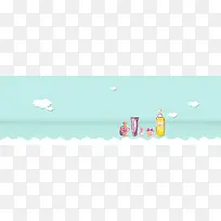 美妆节白云几何化妆品简约蓝banner