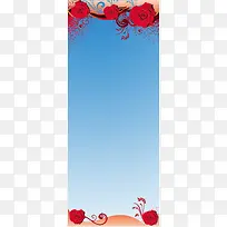 唯美红色玫瑰花易拉宝展架背景素材