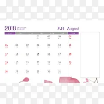 2018年手绘花卉主题8月台历背面
