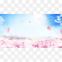 春季浪漫梦幻花瓣暖色背景素材