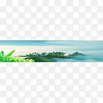 天空树叶古镇背景