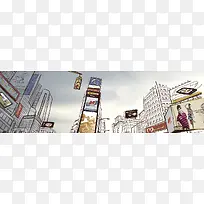 手绘城市背景