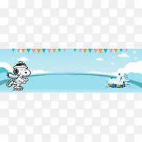秋冬母婴大促销简约卡通蓝色banner