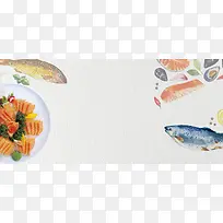 517美食节生鱼片简约纹理手绘鱼背景