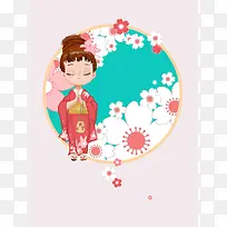 日本樱花节旅游海报背景模板