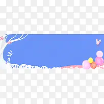 秋季女装上新狂欢气球简约蓝色banner