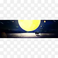 元宵月亮渐变蓝色banner背景