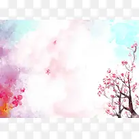 手绘桃花节海报背景模板