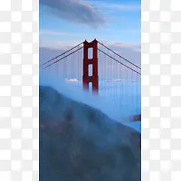 蓝色纹理桥梁风景手机端H5背景