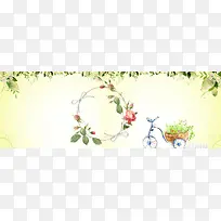 春季卡通绿色淘宝海报背景