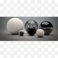 质感 光泽 3D 球 黑白球