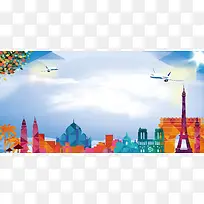 国庆节旅游海报展板背景素材