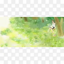 手绘森林背景图