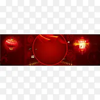 新年扁平红色海报banner背景