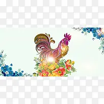 鸡年庆新春海报背景图