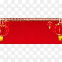 新年快乐简约灯笼红色banner