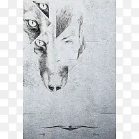 灰色简约抽象美术创意素描班海报背景素材
