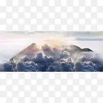 白云山峦背景海报