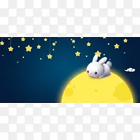 中秋促销卡通夜景可爱banner