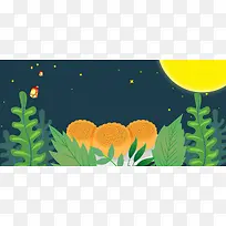 中秋促销卡通夜景可爱banner
