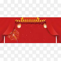 新年开门红庆祝烟花红色banner