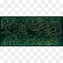 绿色渐变植物底纹邀请卡矢量背景
