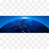 动漫地球小旗背景banner