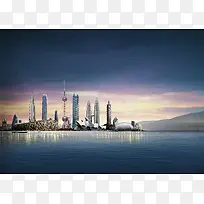 国际建筑群背景